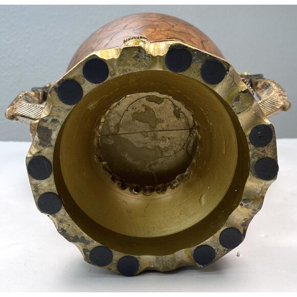 JOHN RICHARD 21"x17" Caramel & Bronzetone Ornate Lidded Pedestal URN Home Decor - Picture 6 of 8